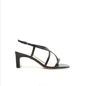 NWOT SCHUTZ Kagenia Croc Embossed Leather Strappy Block Heel Sandals
